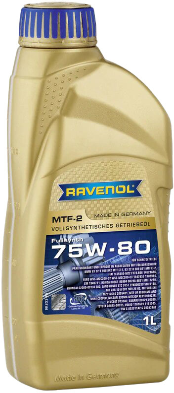 

Трансмиссионное масло Ravenol MTF-2 GL-4 75W-80 синтетическое 1221103001