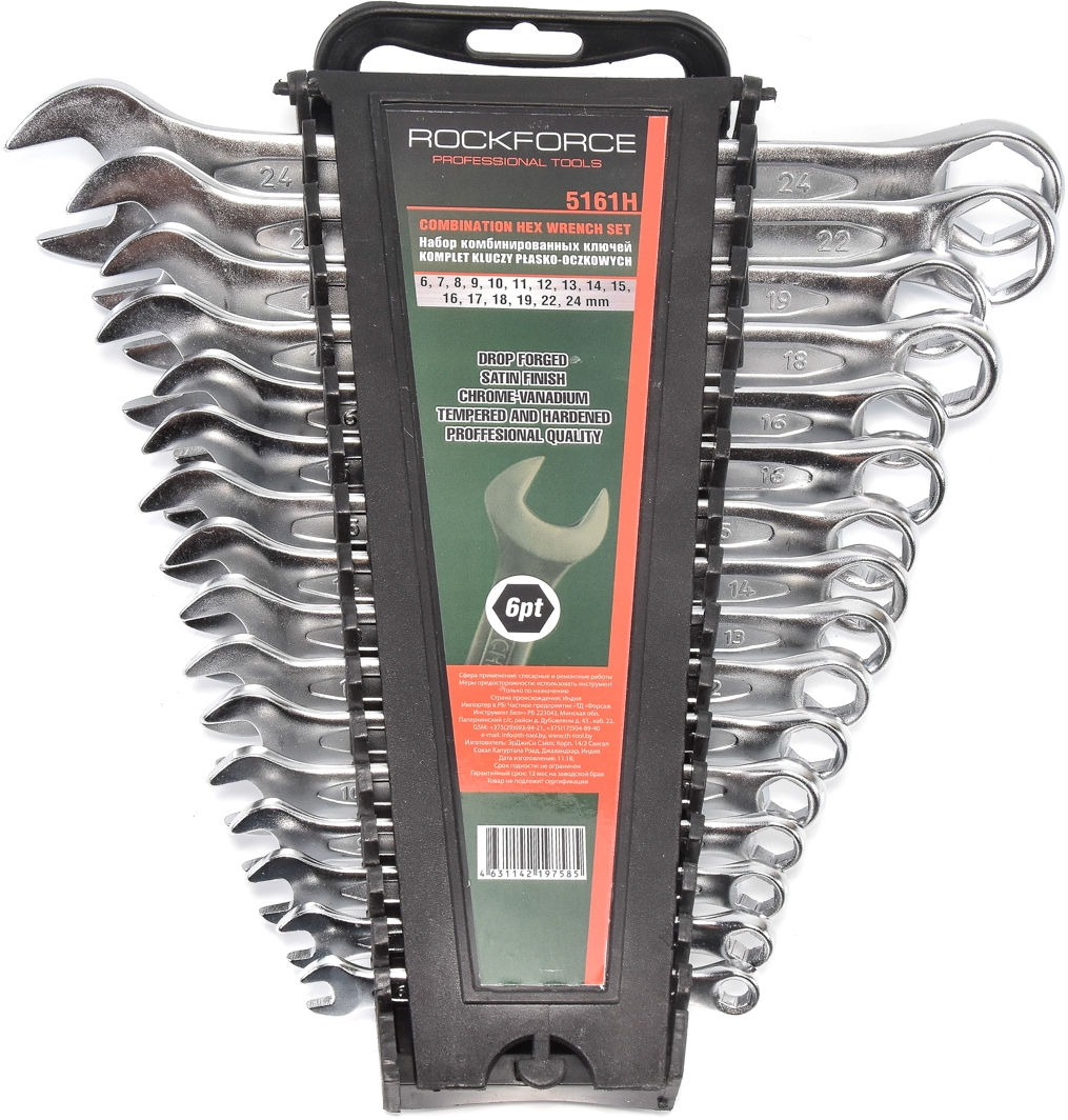 

Набор ключей рожково-накидных Rockforce RF-5161H 6-24 мм 16 шт