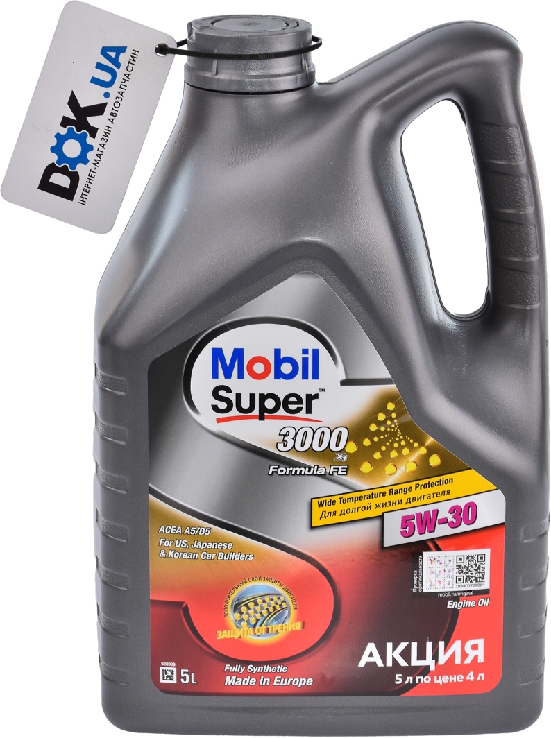 

Моторное масло Mobil Super 3000 X1 Formula FE 5W-30 синтетическое 156155