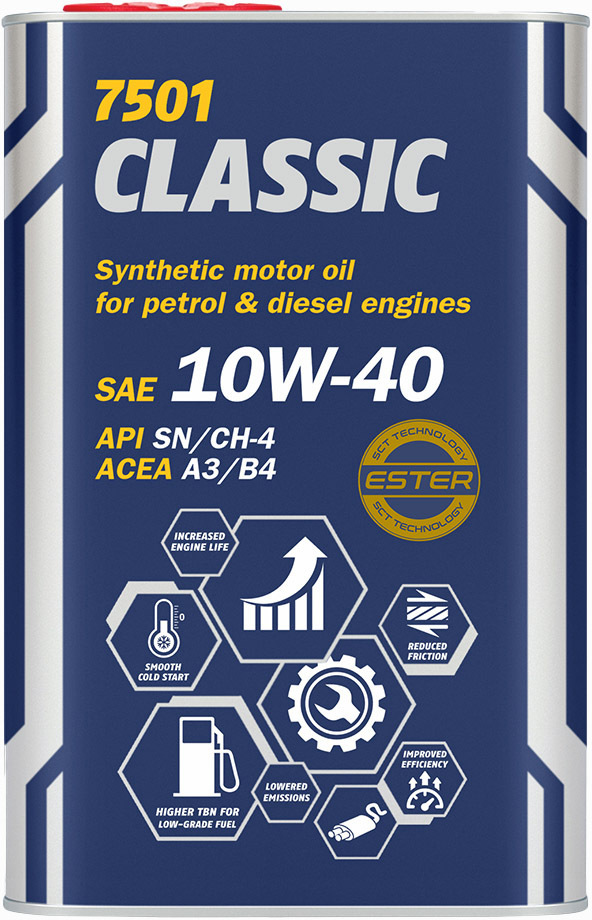 

Моторное масло Mannol Classic (Metal) 10W-40 полусинтетическое MN7501-1ME