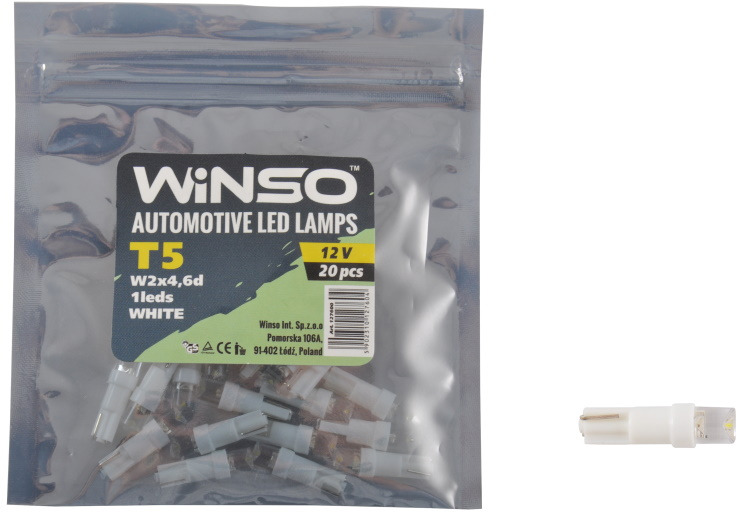 

Автолампы Winso 127600 T5 W2x4,6d