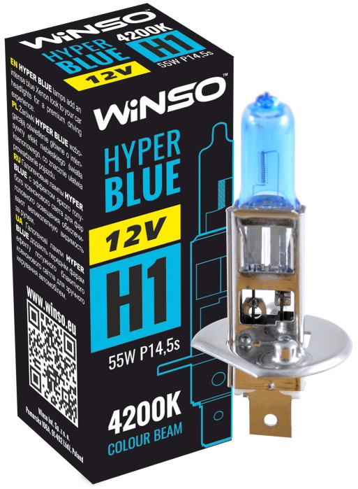 

Автолампы Winso 712140 Hyper Blue H1 P14,5s 55 W синяя