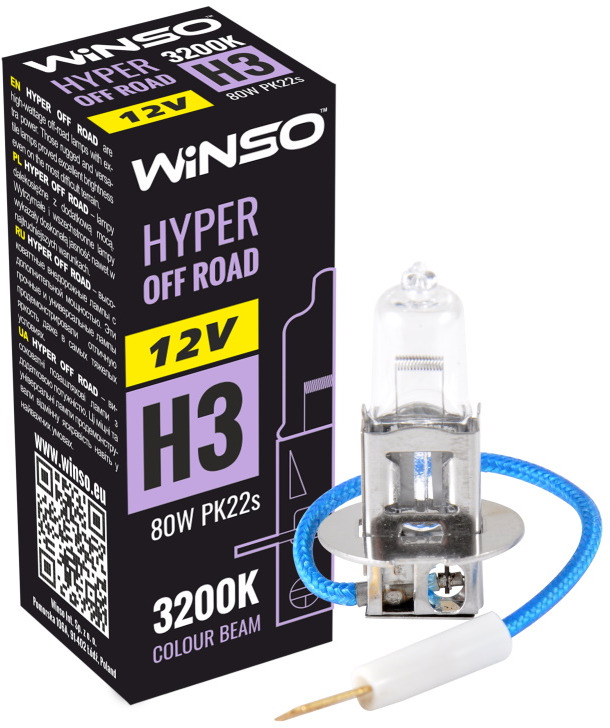 

Автолампа Winso 712310 Hyper Off Road H3 PK22s 80 W прозрачная