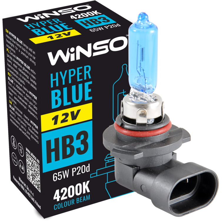 

Автолампа Winso 712510 Hyper Blue HB3 P20d 65 W синяя