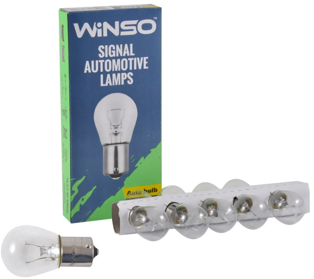 

Автолампы Winso 725100 P21W BA15s 21 W прозрачная