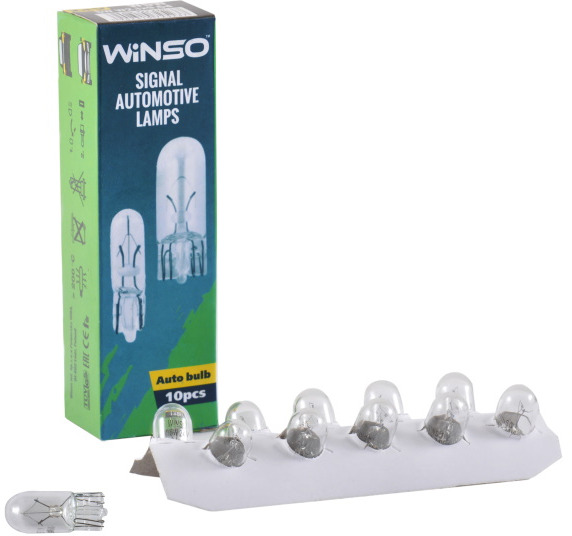 

Автолампа Winso 725230 W5W W2,1x9,5d 5 W прозрачная