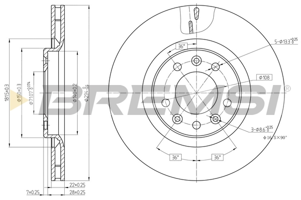 

Bremsi cd7326v Тормозной диск
