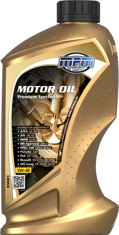 

Моторное масло MPM Premium Synthetic 5W-40 синтетическое 05020