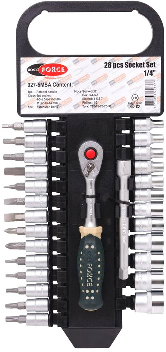

Набор торцевых головок и комплектующих Rockforce RF-027-5MSA 26 шт. 1/4"