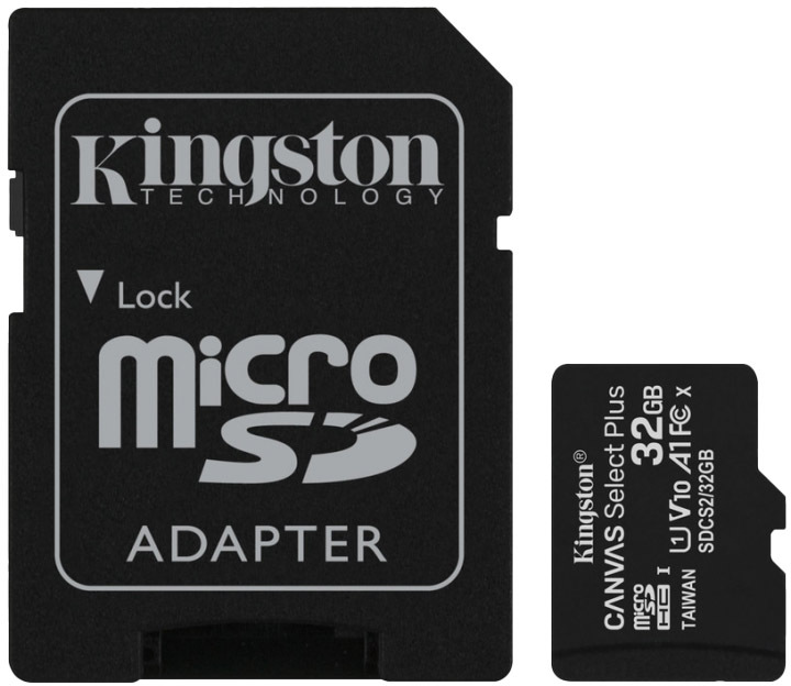 

Карта памяти Kingston Canvas Select Plus (с SD-адаптером) microSDHC 32 ГБ SDCS2/32GB