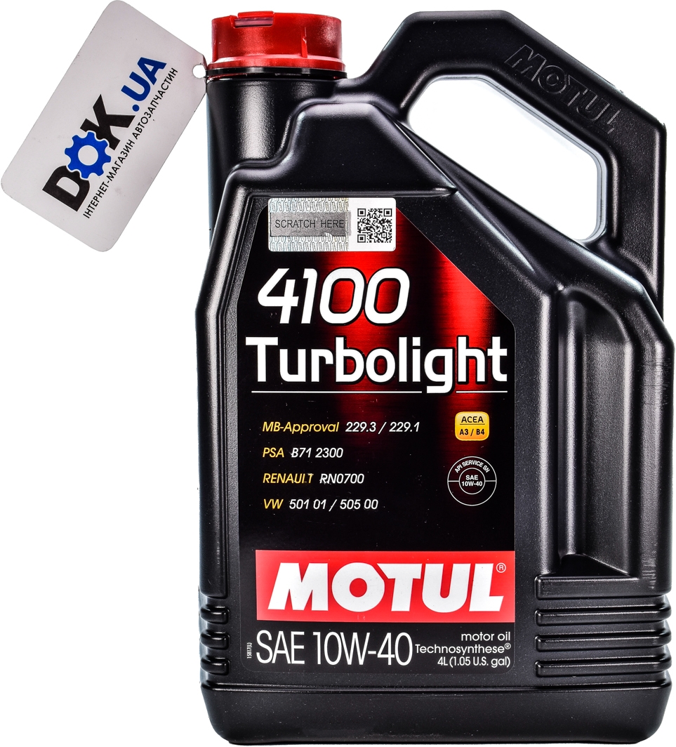 

Моторное масло Motul 4100 Turbolight 10W-40 полусинтетическое 387607