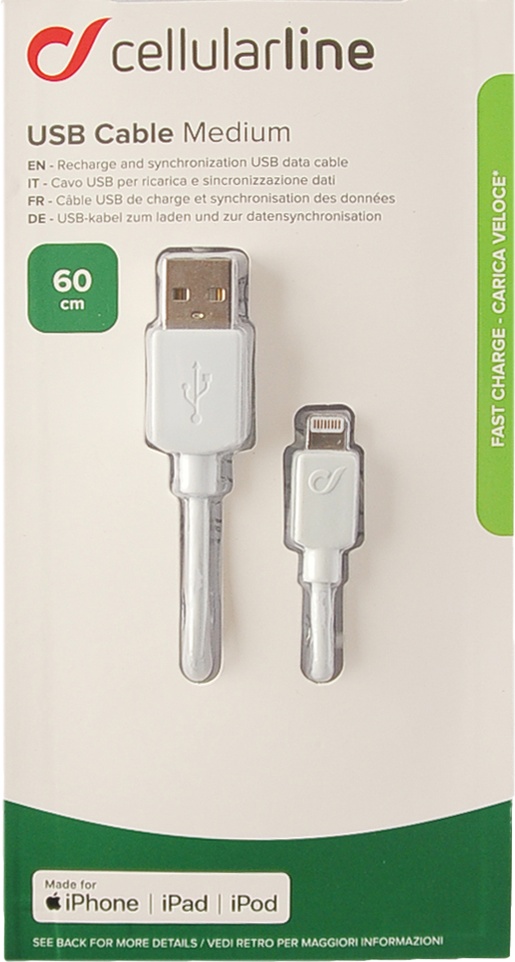 

Кабель CellularLine USBDATA06MFIIPHW USB - Apple Lighting 0,6 м
