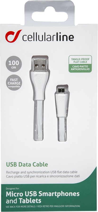 

Кабель CellularLine USBDATACMICROUSBW USB - Micro USB 1 м