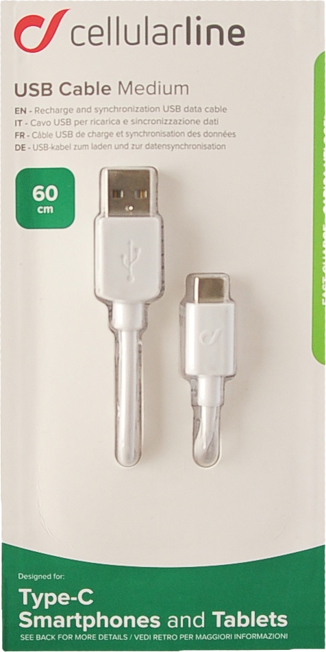 

Кабель CellularLine USBDATA06USBCW USB - USB type-C 0,6 м