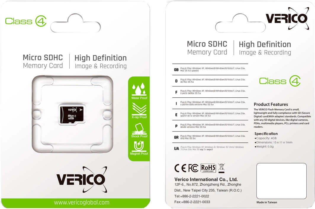 

Карта памяти Verico ﻿Single Pack (без адаптера) microSDHC 8 ГБ 1MCOV-MDH683-NN