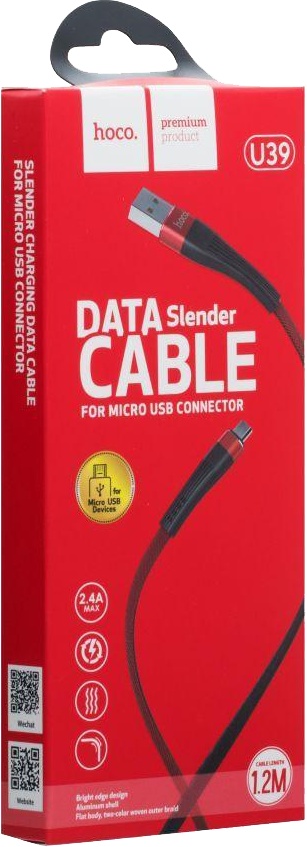 

Кабель Hoco U39 U39MICROBLACKRED USB - Micro USB 1,2 м