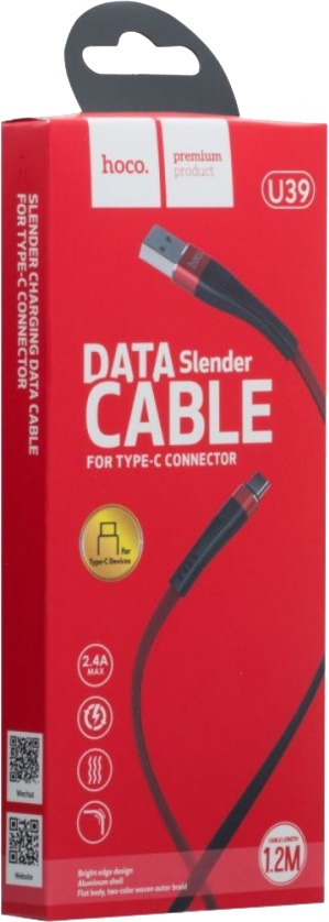 

Кабель Hoco U39 U39TYPECBLACKRED USB - USB type-C 1,2 м