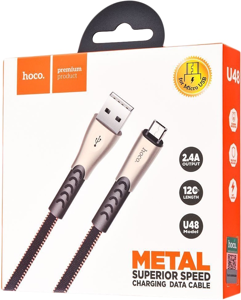 

Кабель Hoco U48MICROBLACK USB - Micro USB 1,2 м