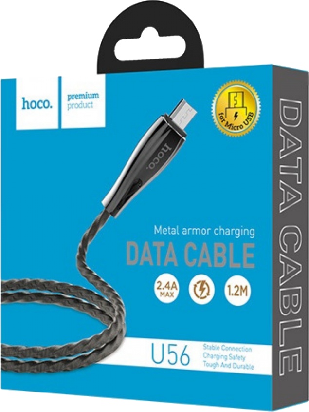 

Кабель Hoco U56 U56MICROMETALGRAY USB - Micro USB 1,2 м