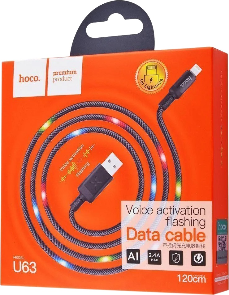 

Кабель Hoco U63LIGHTNINGBLACK USB - Apple Lighting 1,2 м