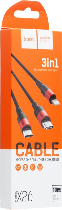 

Кабель 3 в 1 Hoco X26LIGHTNINGMICROTYPE 1 м