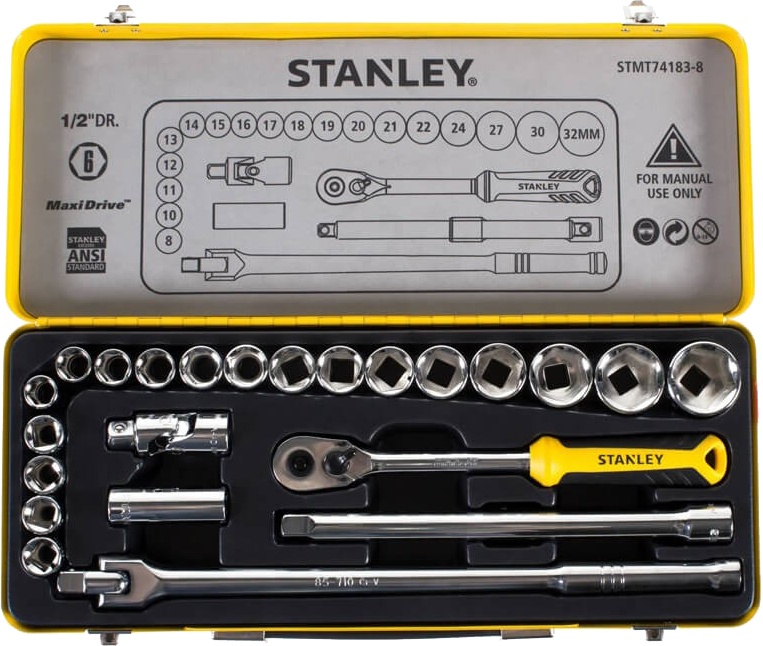

Набор торцевых головок и комплектующих Stanley STMT74183-8 19 шт. 1/2"