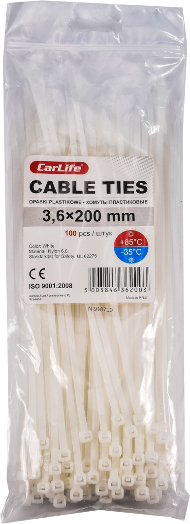 

Стяжка Carlife w36x200 0,2 м 3,6 мм 100 шт