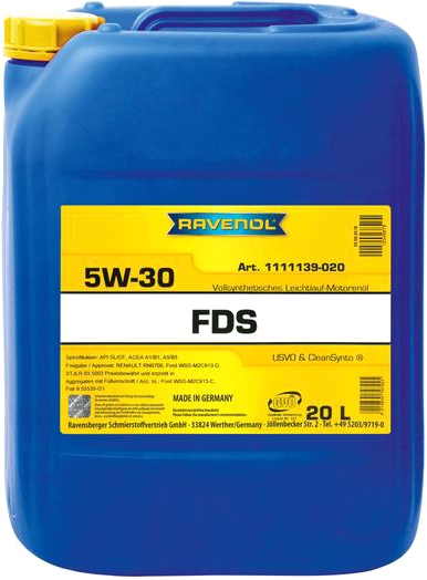 

Моторное масло Ravenol FDS 5W-30 синтетическое 1111139020