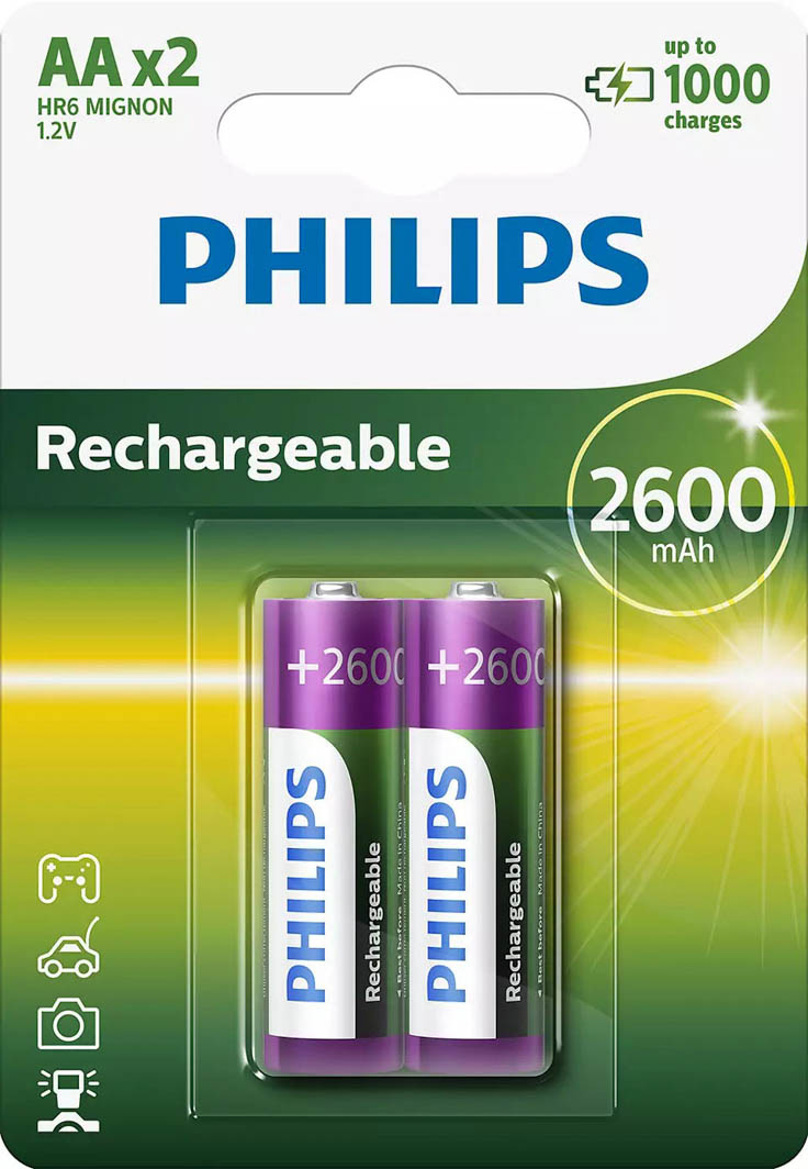 

Аккумуляторная батарейка Philips Rechargeable R6B2A260/10 2600 mAh 2 шт