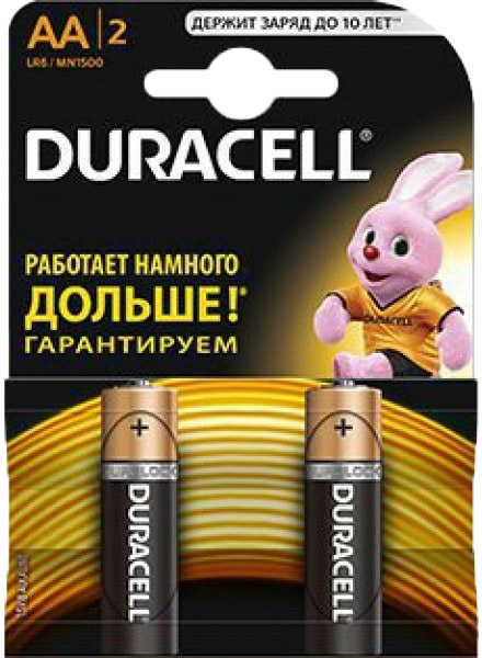 

Батарейка Duracell RL010308 AA (пальчиковая) 1,5 V 2 шт