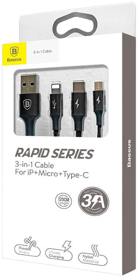 

Кабель 3 в 1 Baseus Rapid CAMLT-SU01 1,2 м