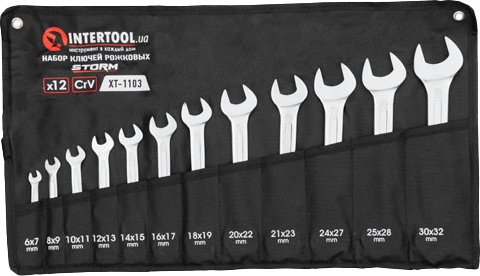 

Набор ключей рожковых Intertool XT1103 6x7-30x32 мм 12 шт