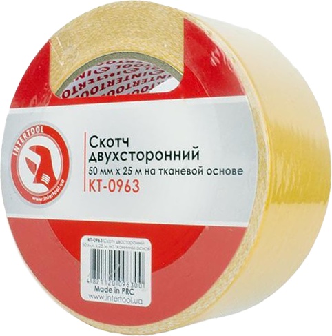 

Двухсторонний скотч Intertool KT0963 тканевая 50x25000