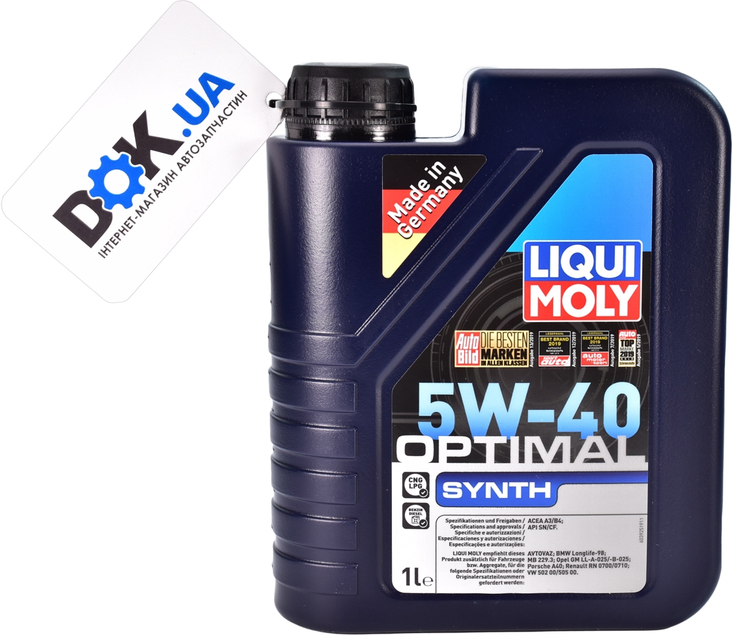 

Моторное масло Liqui Moly Optimal Synth 5W-40 синтетическое 3925