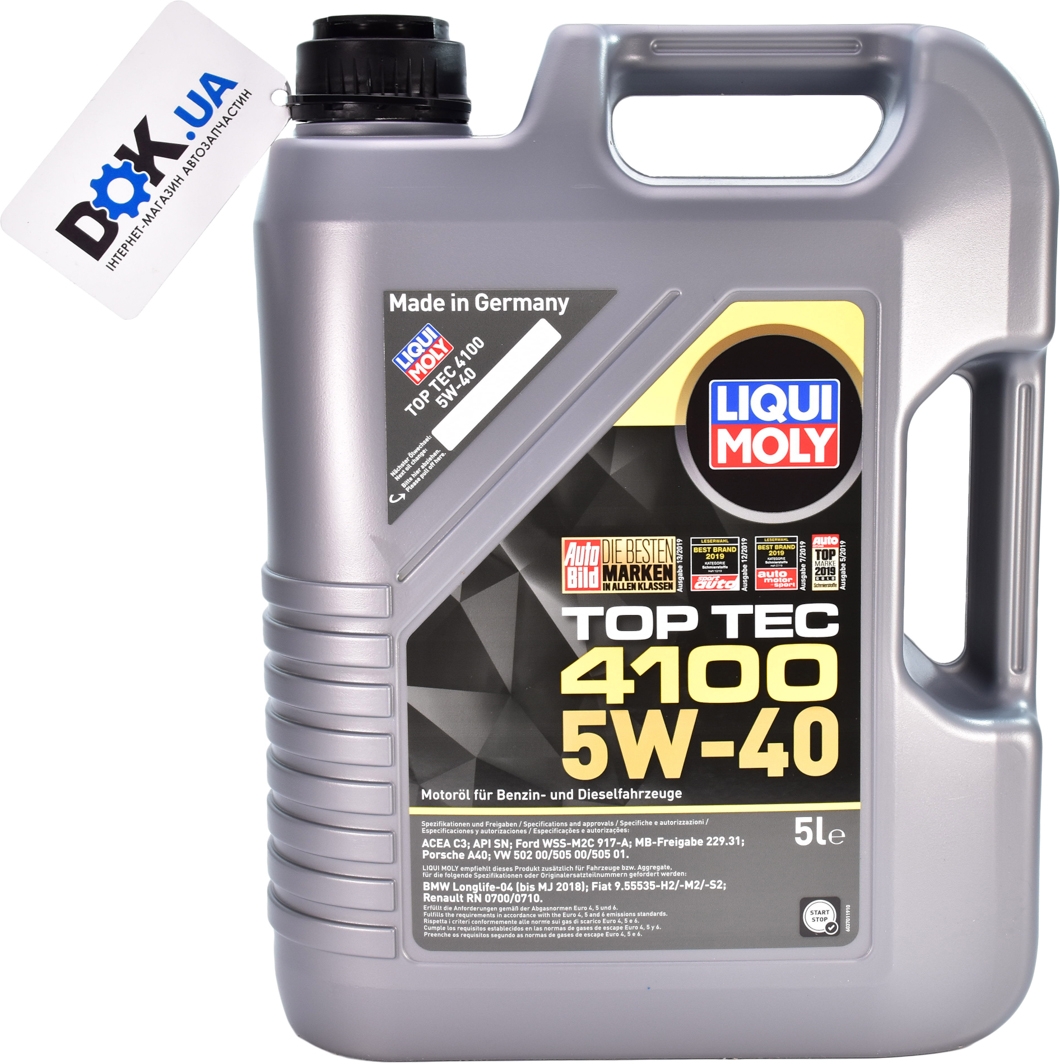 

Моторное масло Liqui Moly Top Tec 4100 5W-40 синтетическое 7501