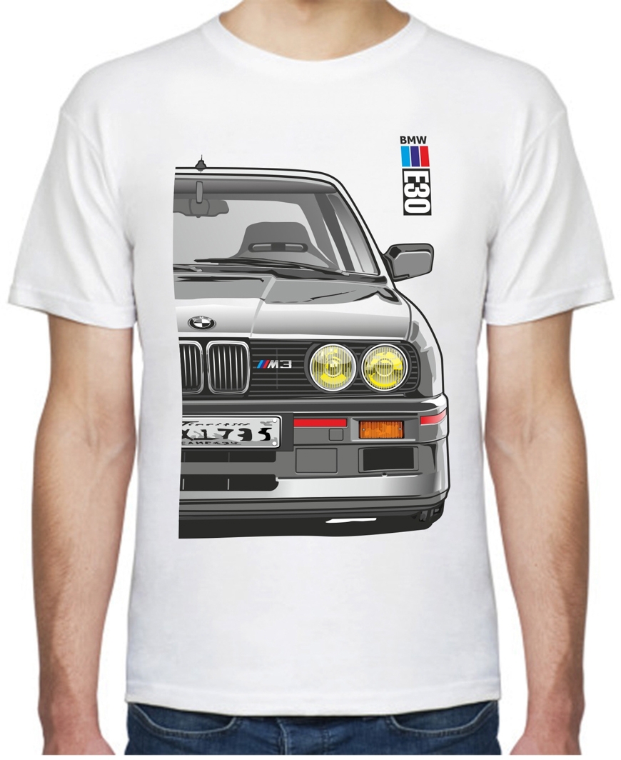 

Футболка мужская Avtolife классическая BMW E30 MotorSport White белая принт спереди 105530