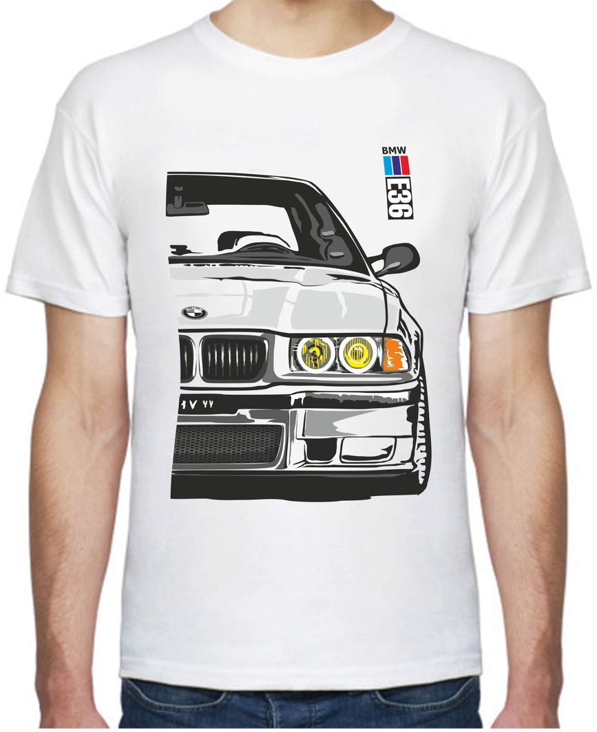 

Футболка мужская Avtolife классическая BMW E36 MotorSport White белая принт спереди и сзади 107236
