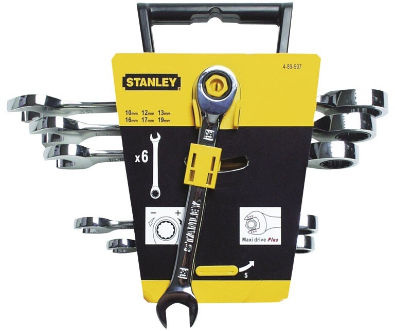 

Набор ключей комбинированных трещоточных Stanley MaxiDrive Plus 4-89-907 10-19 мм с шарниром 6 шт