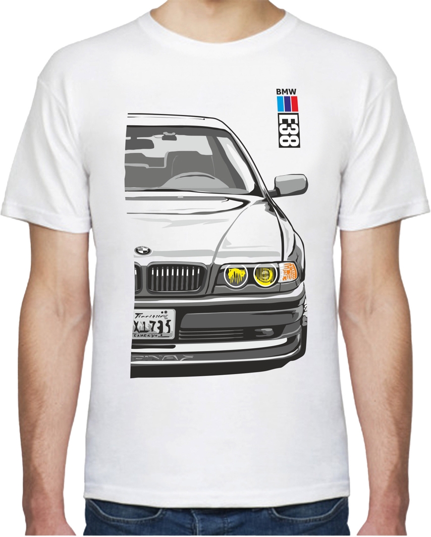 

Футболка мужская Avtolife класическая BMW E38 Alpina White белая принт спереди 105538