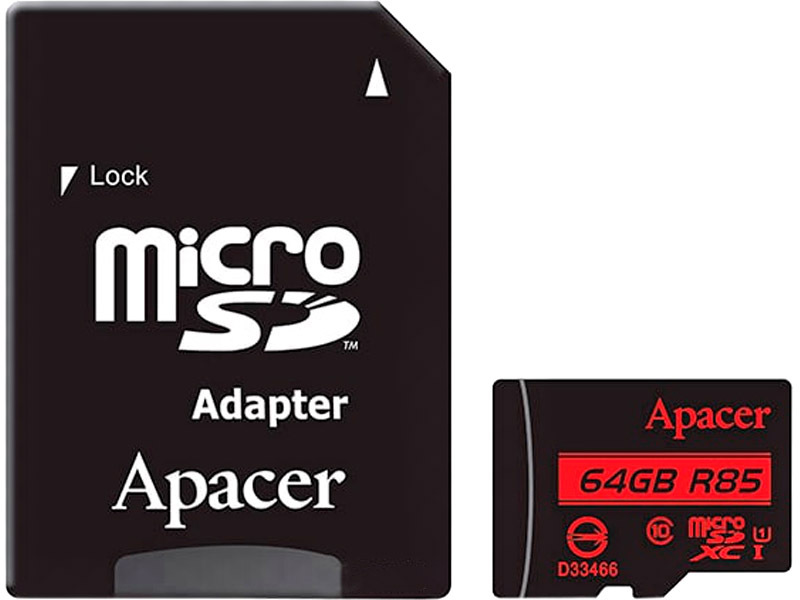 

Карта памяти Apacer R85 microSDXC 64 ГБ AP64GMCSX10U5-R