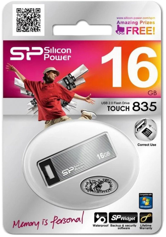 

Флешка Silicon Power Touch 835 Iron Grey 16 ГБ SP016GBUF2835V3T