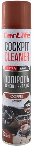 

Полироль для салона Carlife Cockpit Cleaner Extra Mat кофе 320 мл CF346