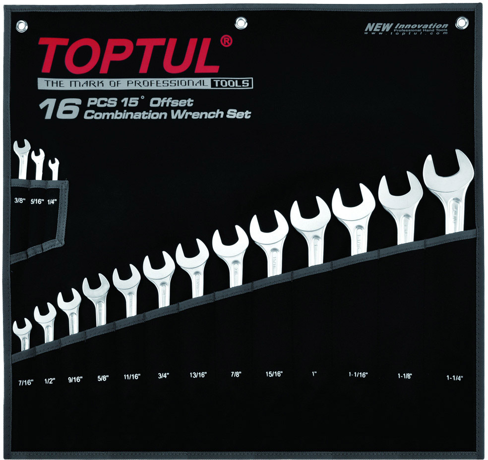 

Набор ключей рожково-накидных Toptul GPBX1601 1/4"-1"1/4 16 шт