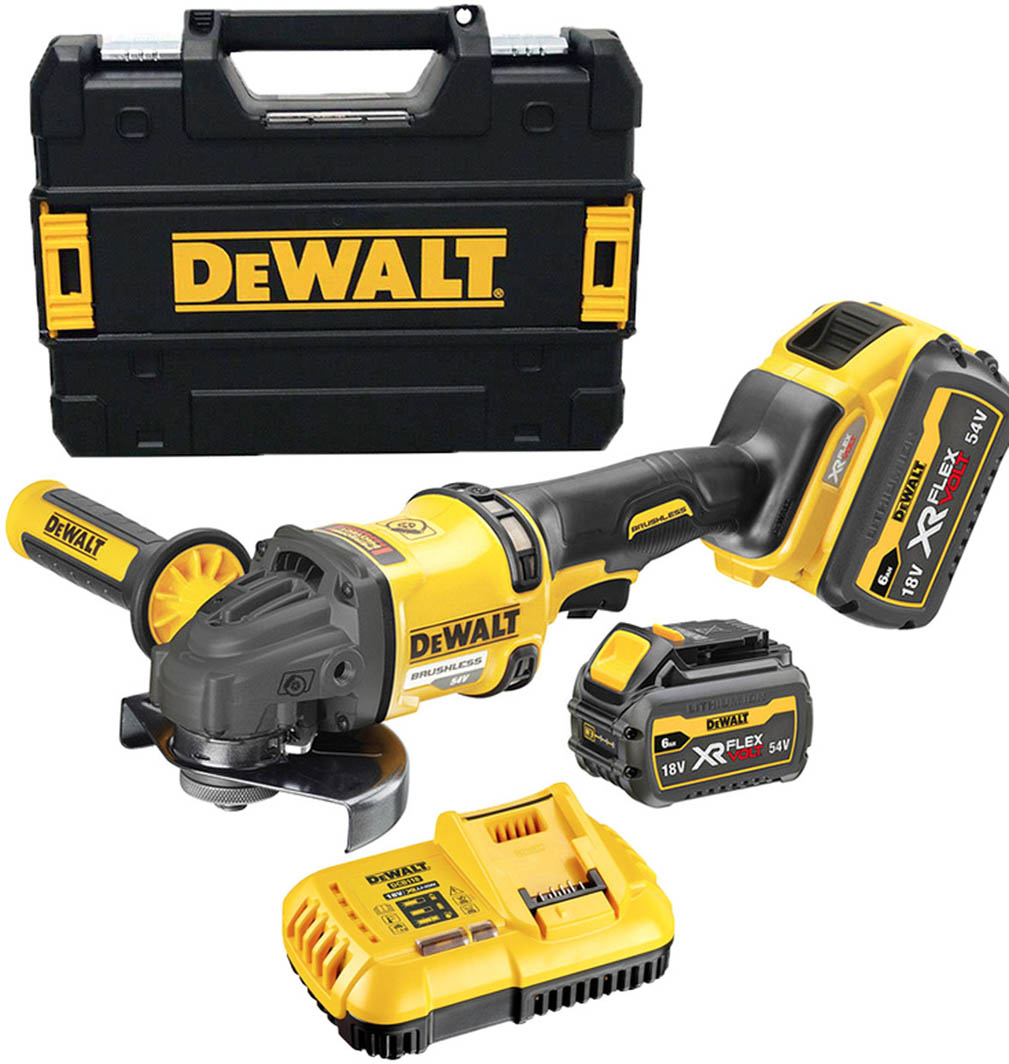 

Болгарка аккумуляторная DeWALT DCG418T2 (2 аккумулятора + ЗУ + чехол) 125 мм