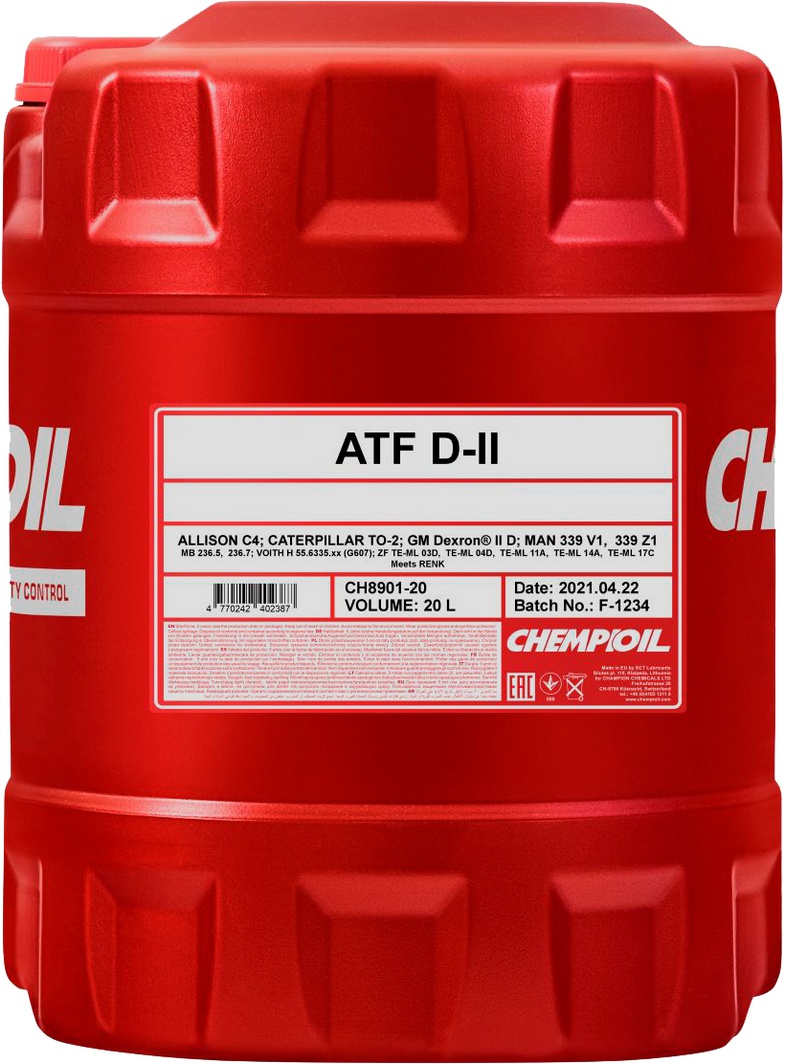 

Трансмиссионное масло Chempioil ATF D-II минеральное CH8901-20