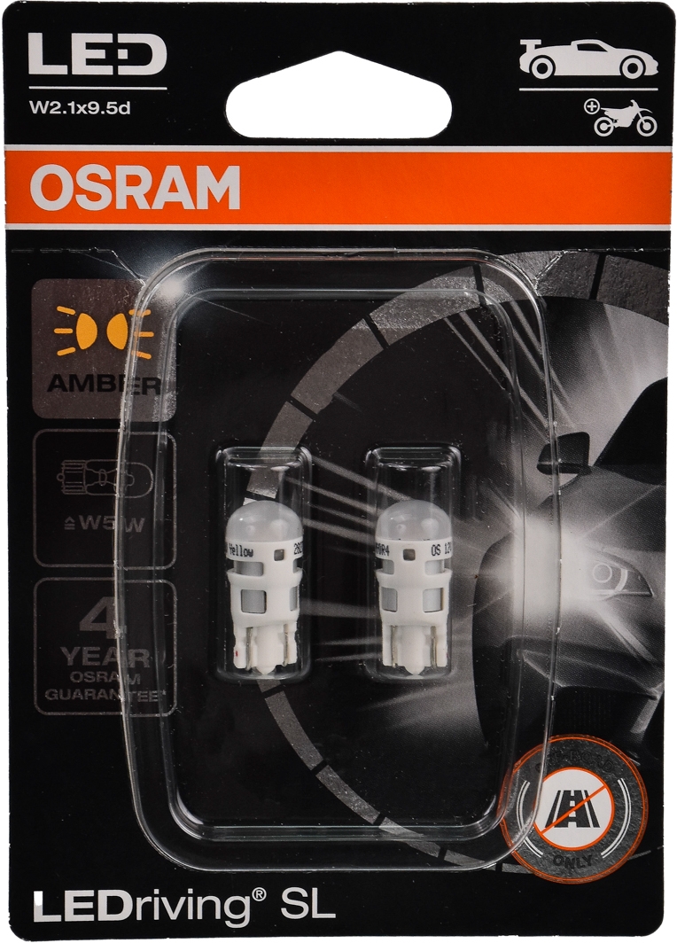 

Автолампа Osram 2827DYP02B W5W W2,1x9,5d 0,5 W