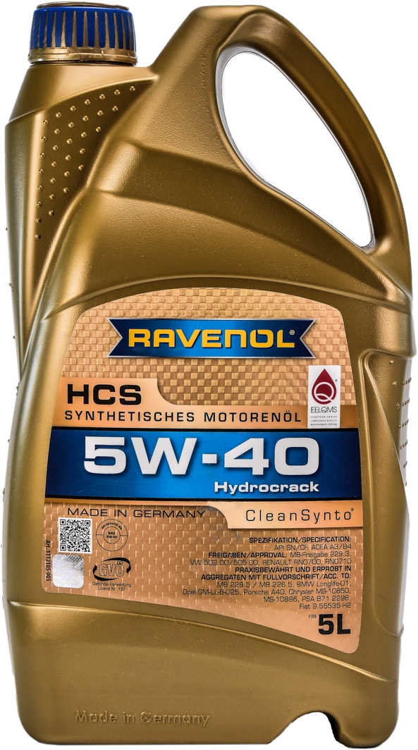 

Моторное масло Ravenol HCS 5W-40 синтетическое 11121055