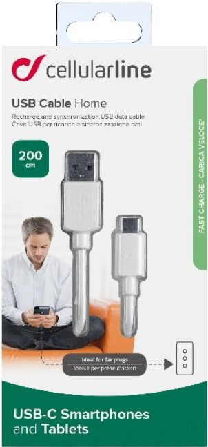 

Кабель CellularLine usbdatacusbc2mw USB - USB type-C 2 м