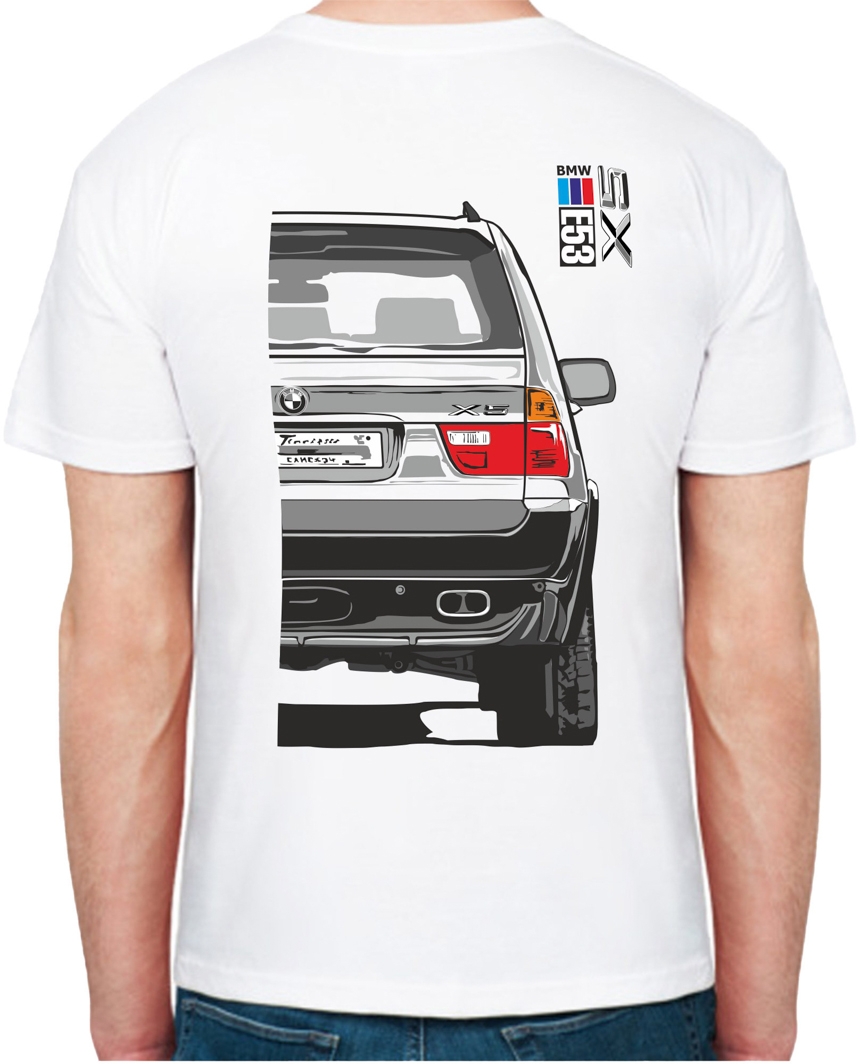 

Футболка мужская Avtolife класическая BMW X5 E53 Stock White белая принт сзади 106553