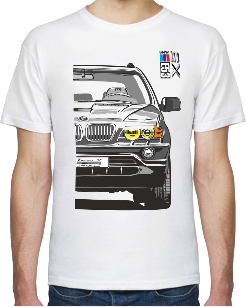 

Футболка мужская Avtolife BMW X5 E53 Stock White белая принт спереди и сзади 107553